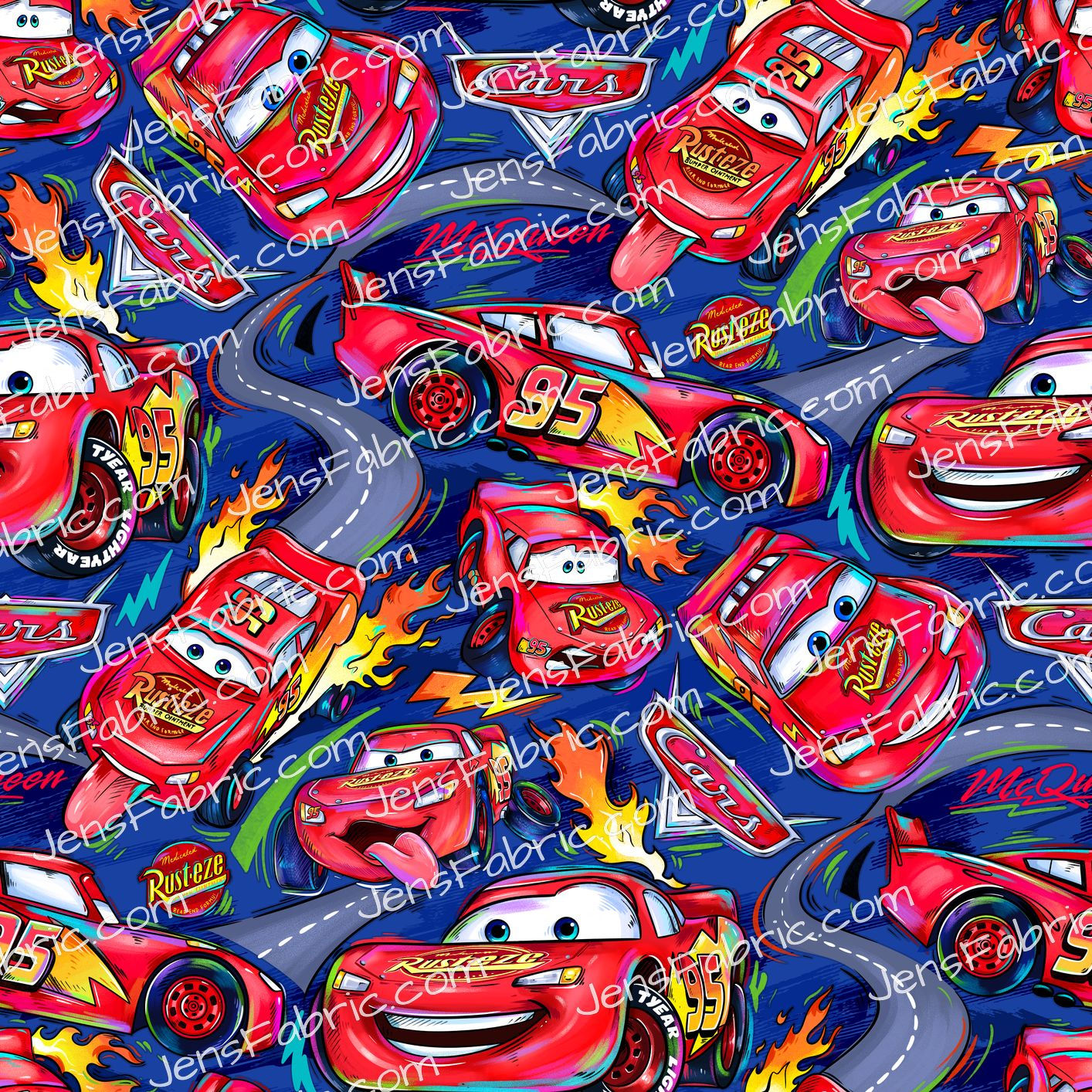 Magical Motif Cars: Lightening McQueen blue roads