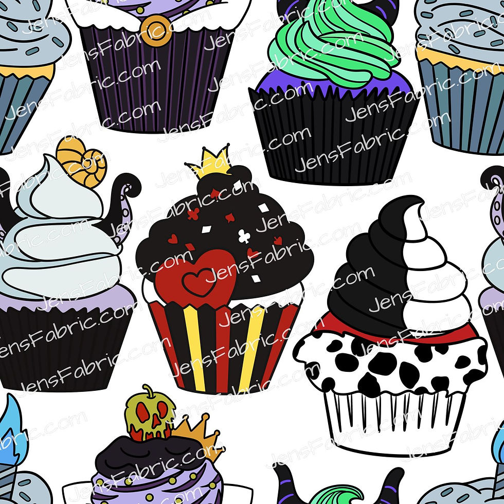 HHarlow Designs: Villain Cupcakes on White