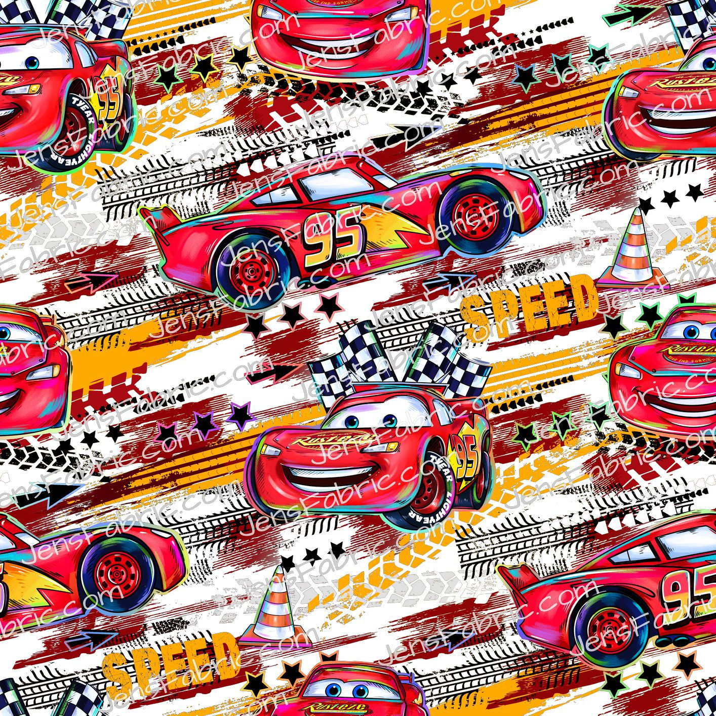 Magical Motif Cars: McQueen on red and yellow streaks