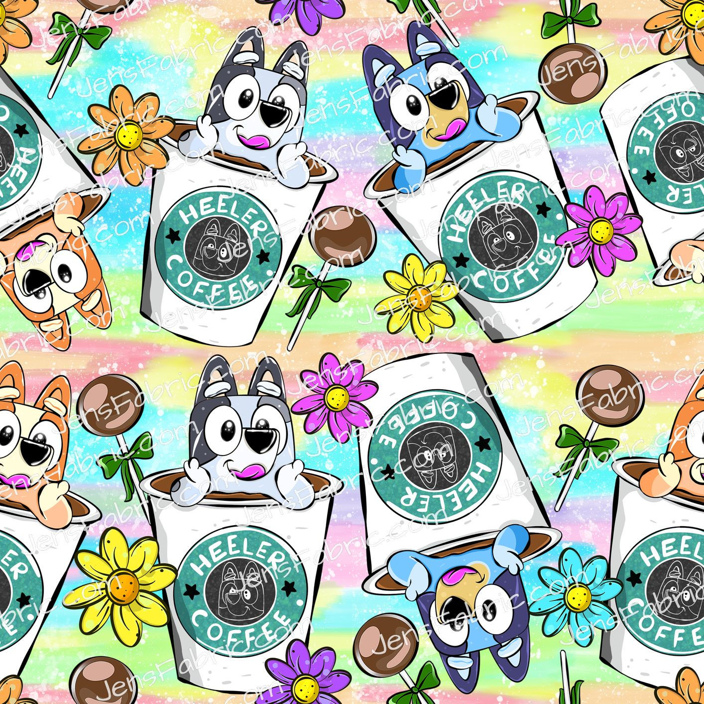 Starbucks Bluey and friends toss on rainbow