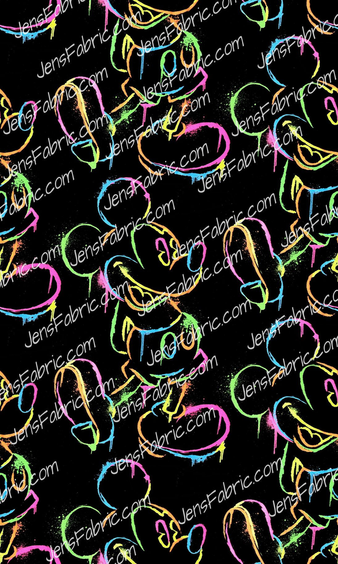 Neon Spray Paint Outline Mickey on black
