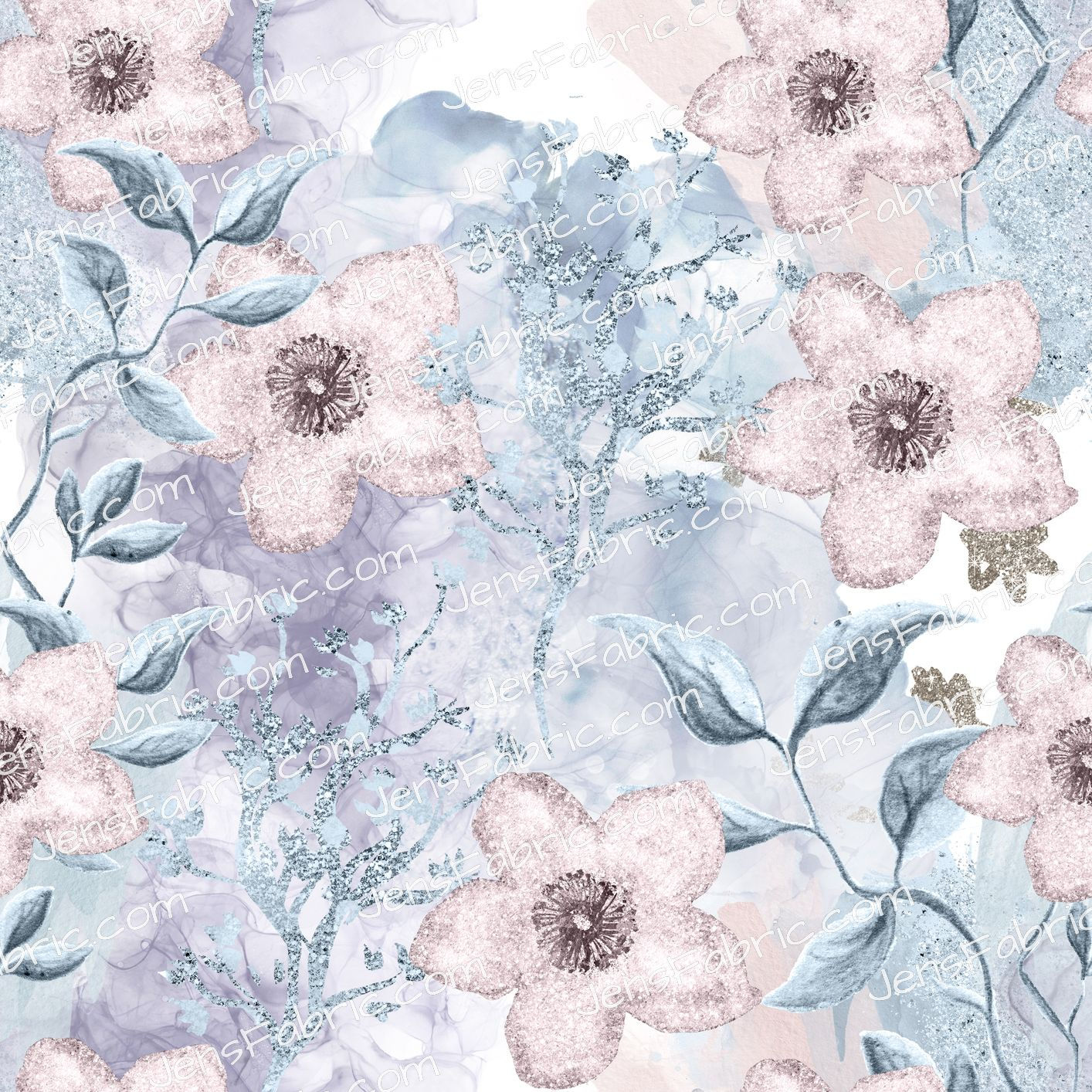 Pink flowers on light blue