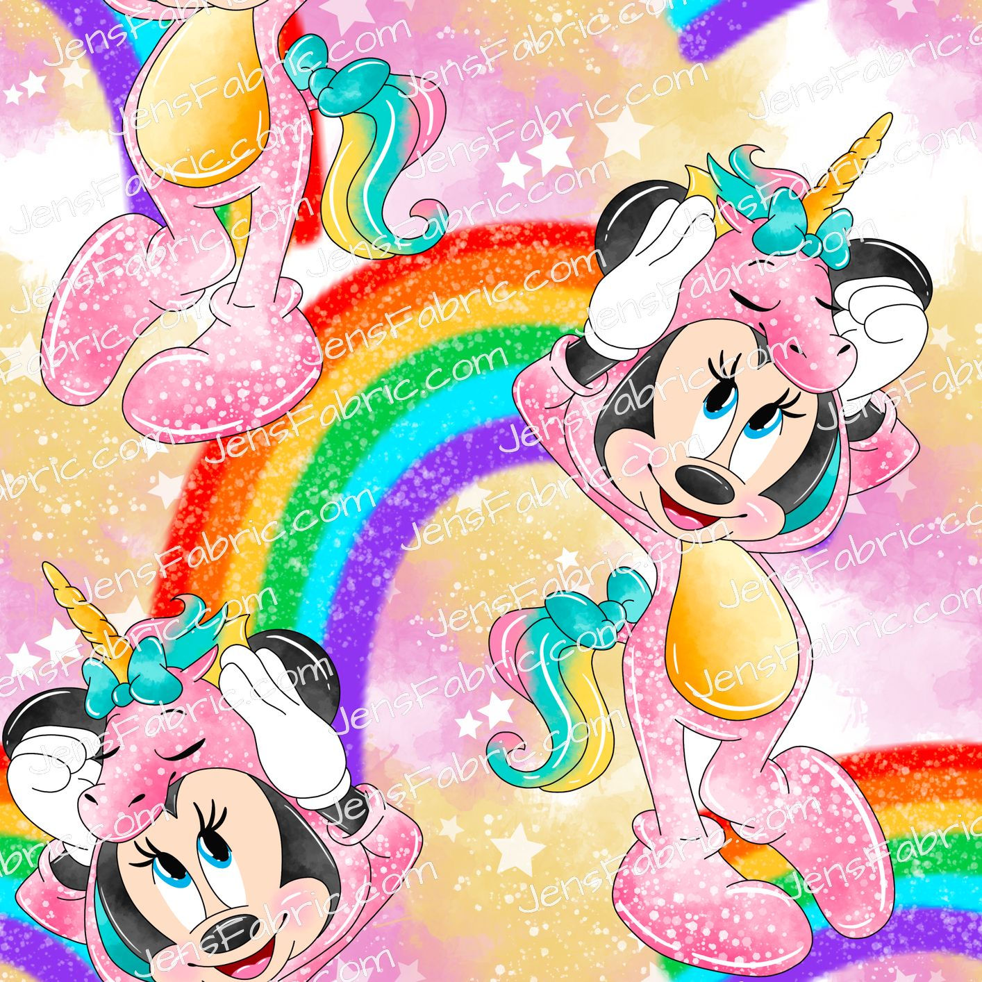 Minnie Unicorn PJs on Rainbows