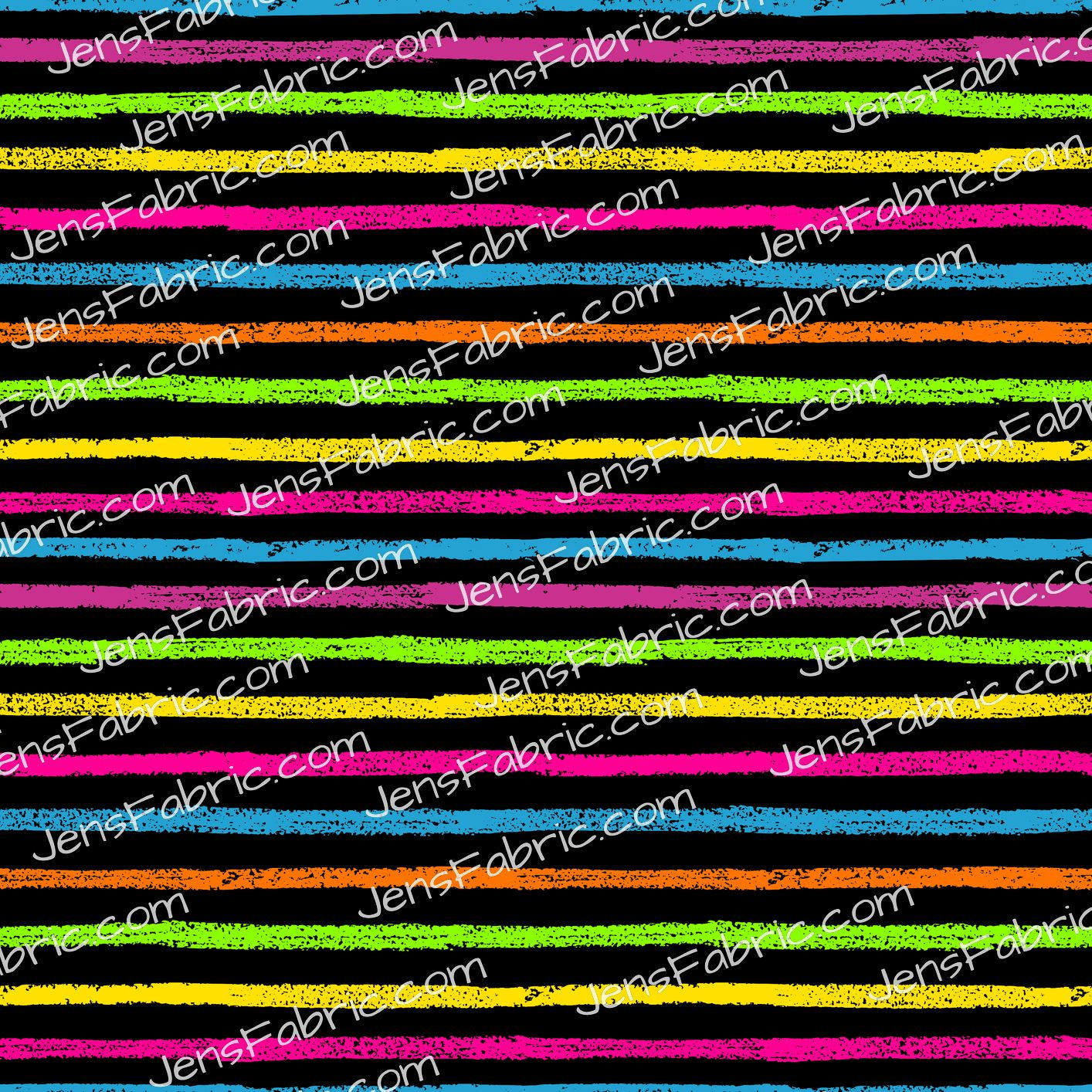 Neon Black Rainbow Stripes fabric