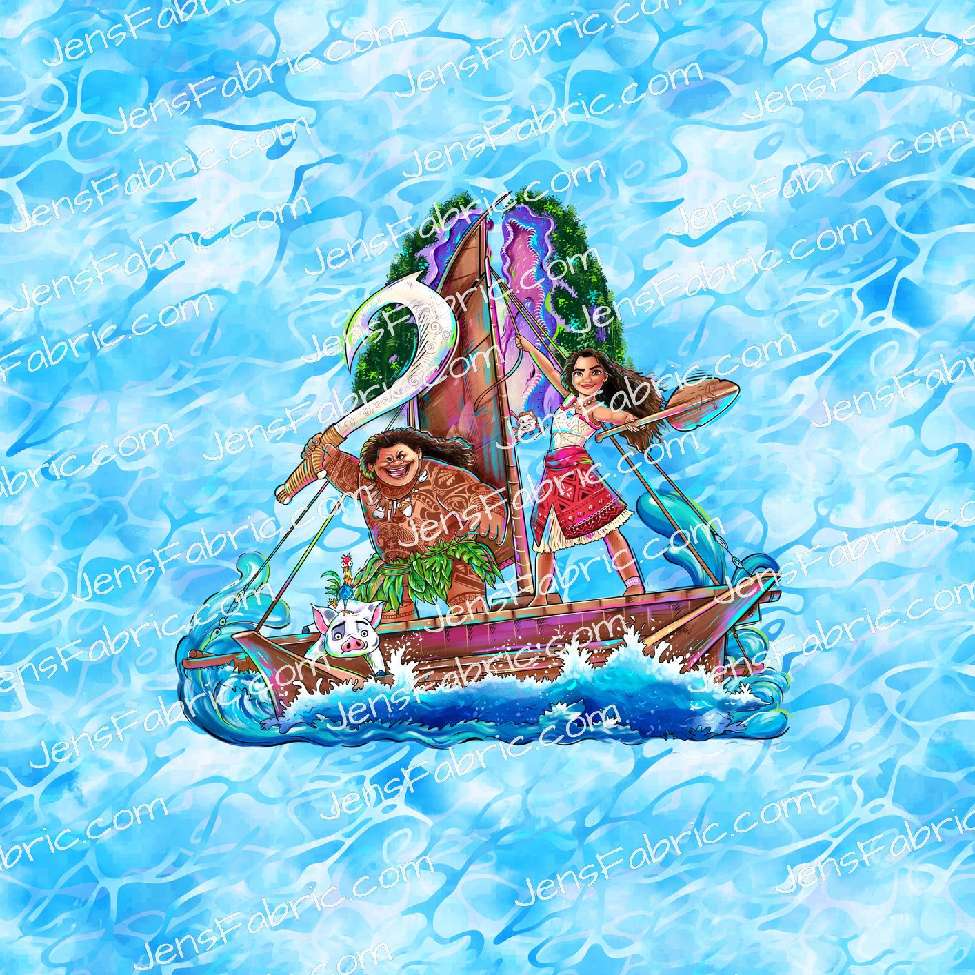 Moana 2: Boat panel on blue
