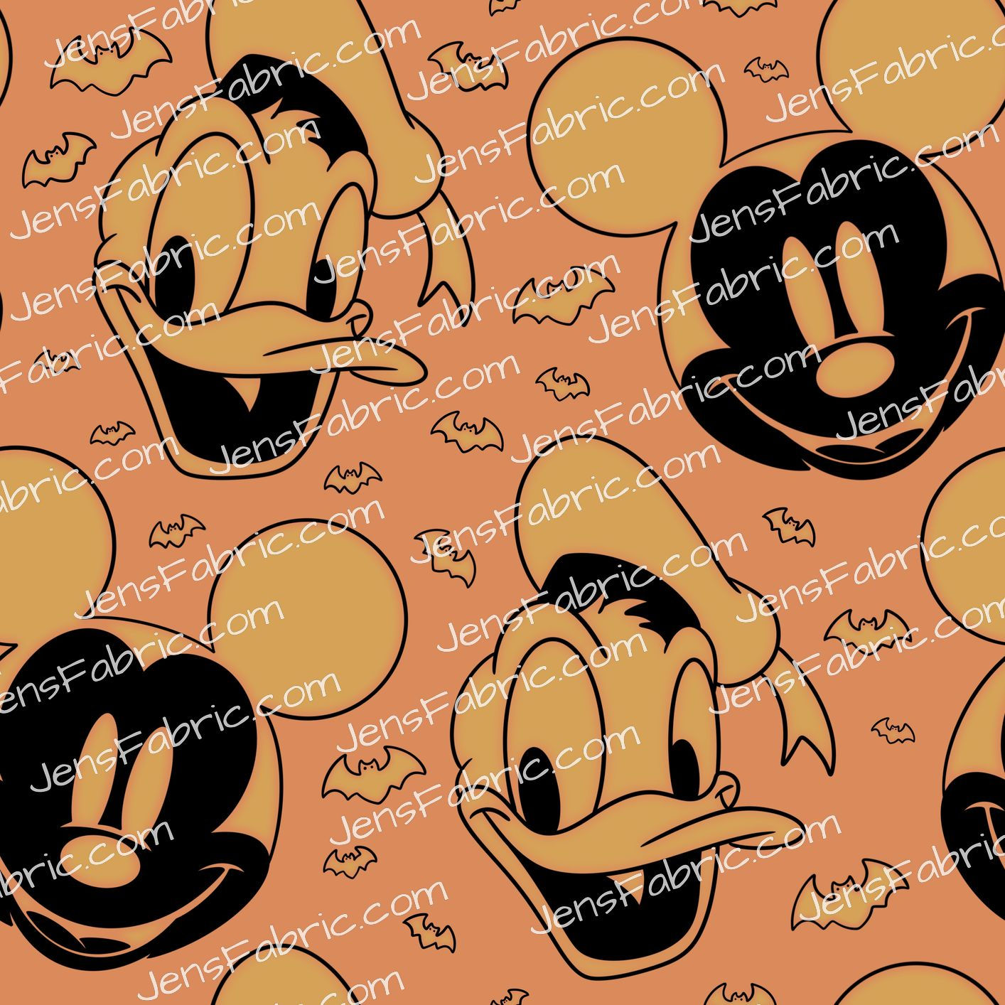 HHarlow Designs: Mickey and Donald Outlines with Bats Orange Background