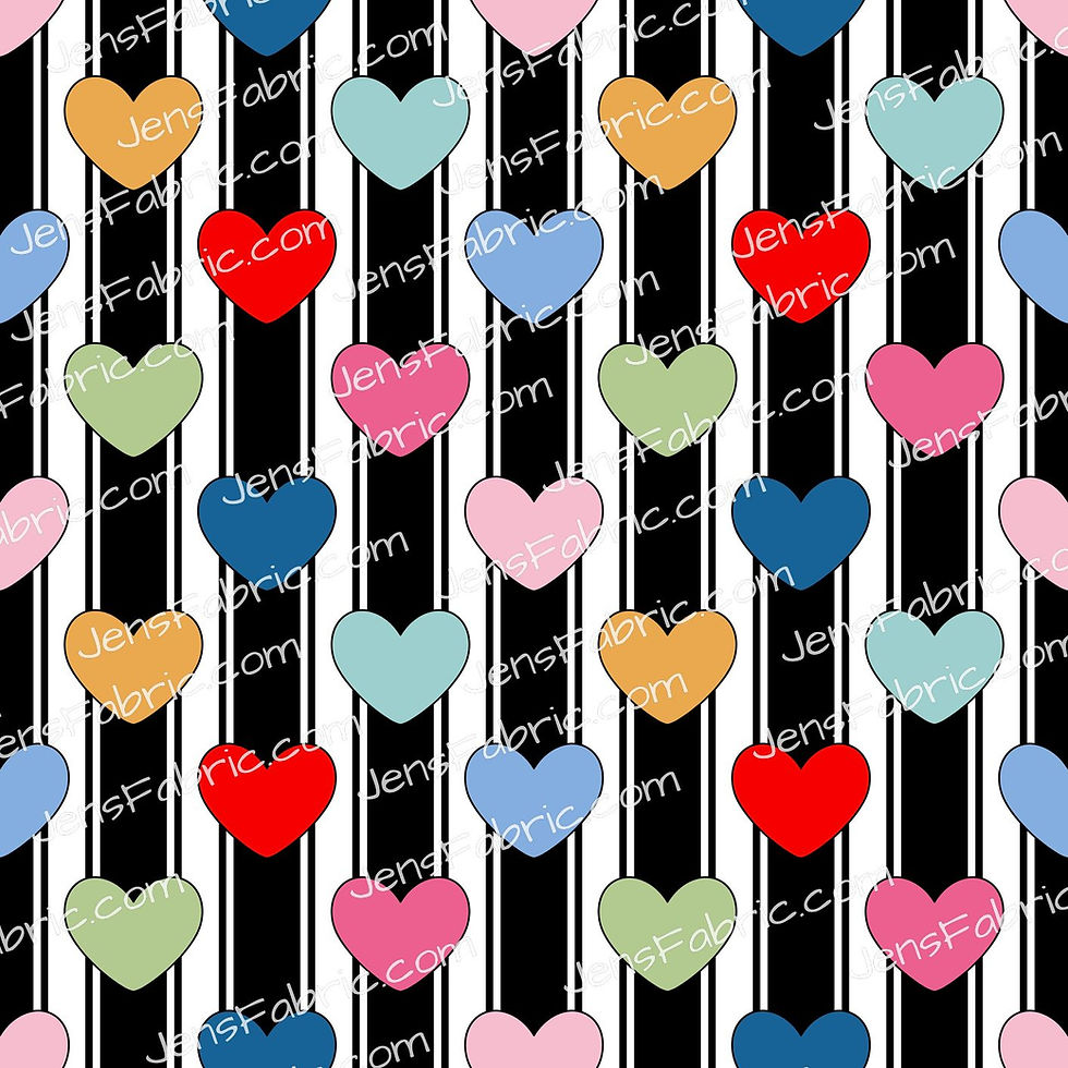 HHarlow Designs: Rainbow Hearts on Black and White Stripes