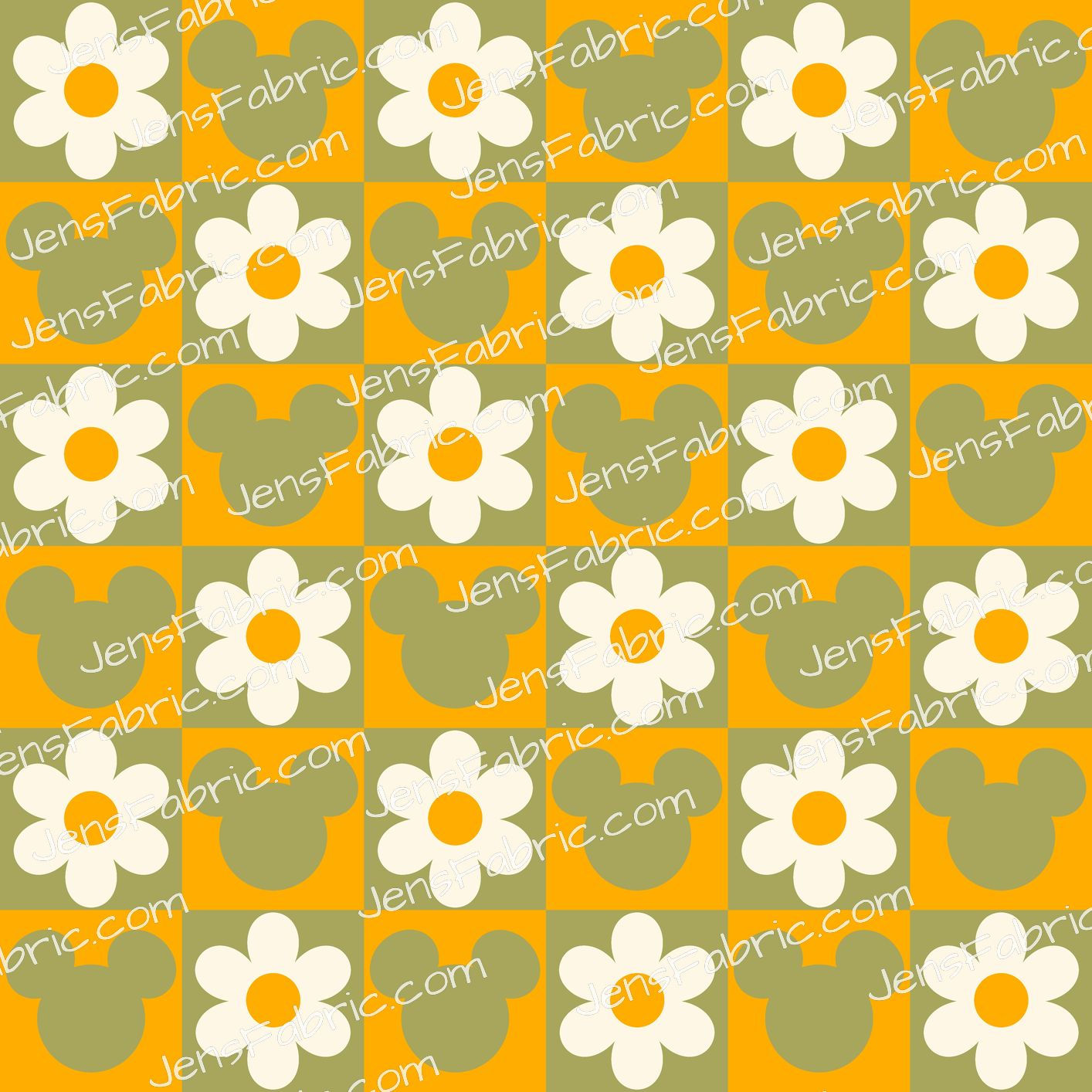 HHarlow Designs: Retro Daisy and Mickey Heads Mustard