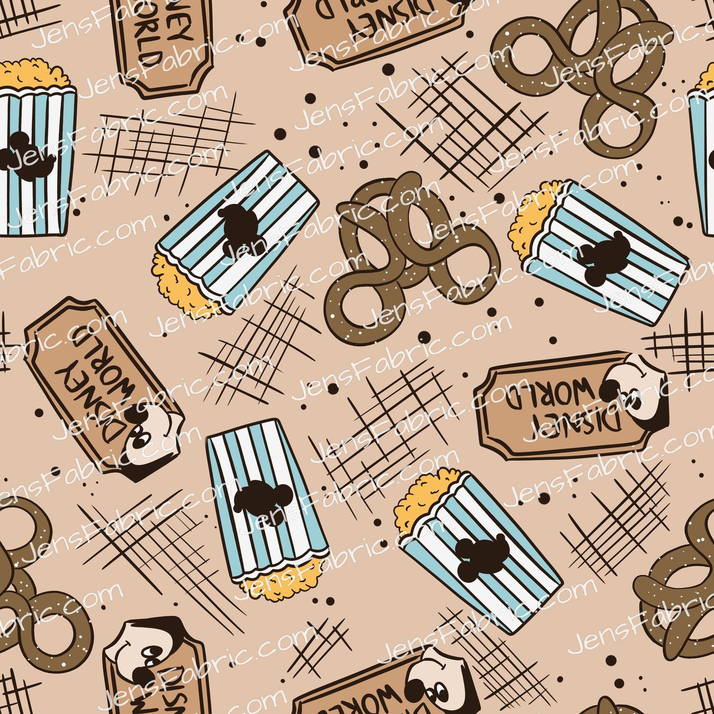 Simply Favi: Tickets and popcorn blue on tan