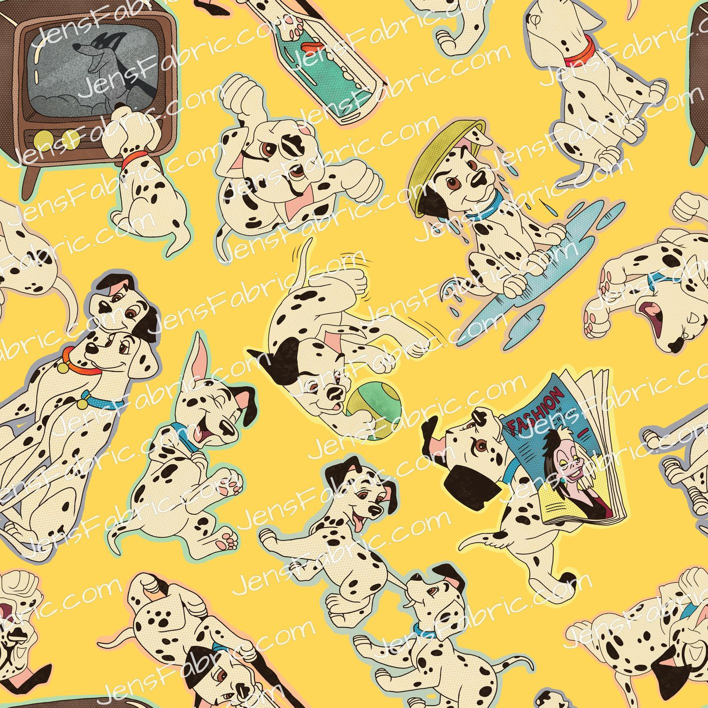 Cherry Fizz: Silly 101 Dalmatians on Yellow