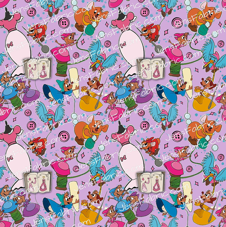 Cinderella sewing mice on purple