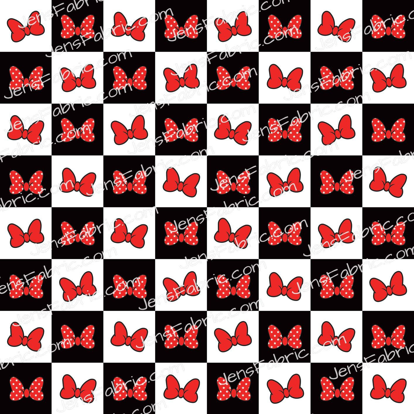 Minnie bows on black and white checkers