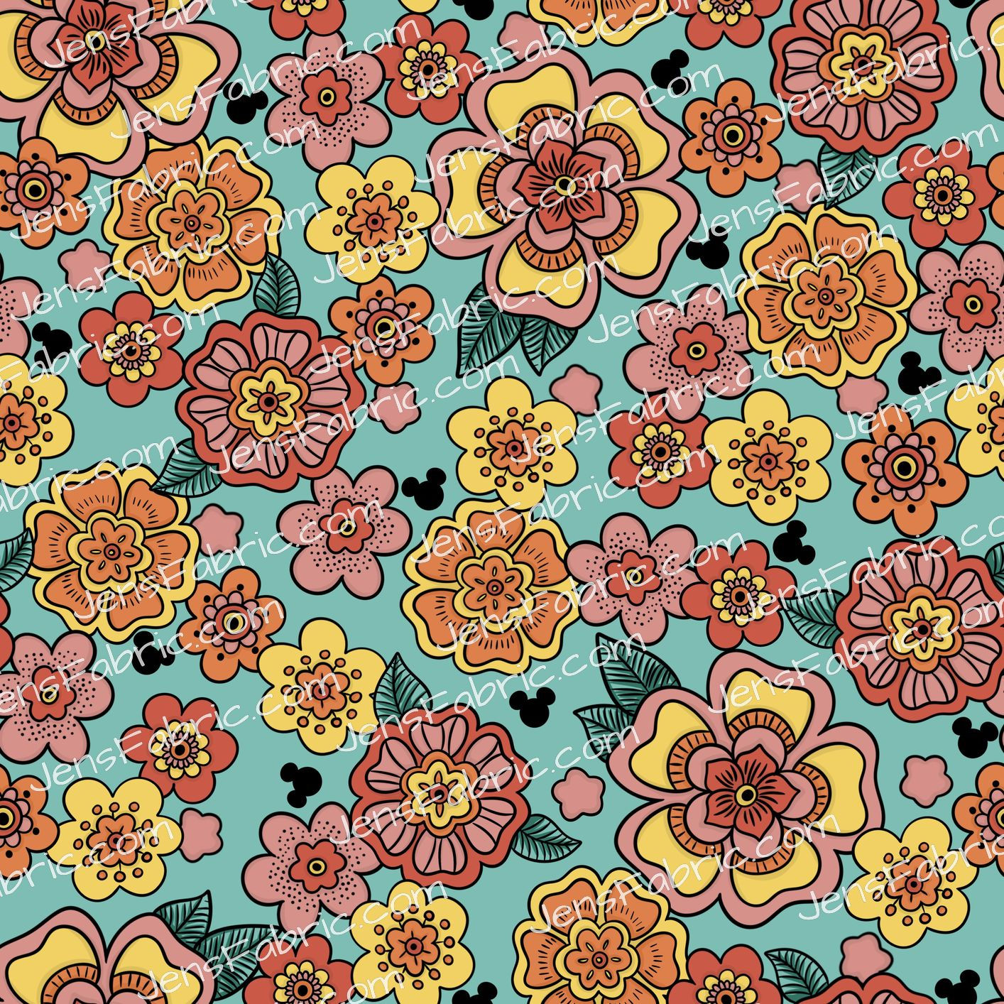 HHarlow Designs: Mickey Floral Toss on Blue