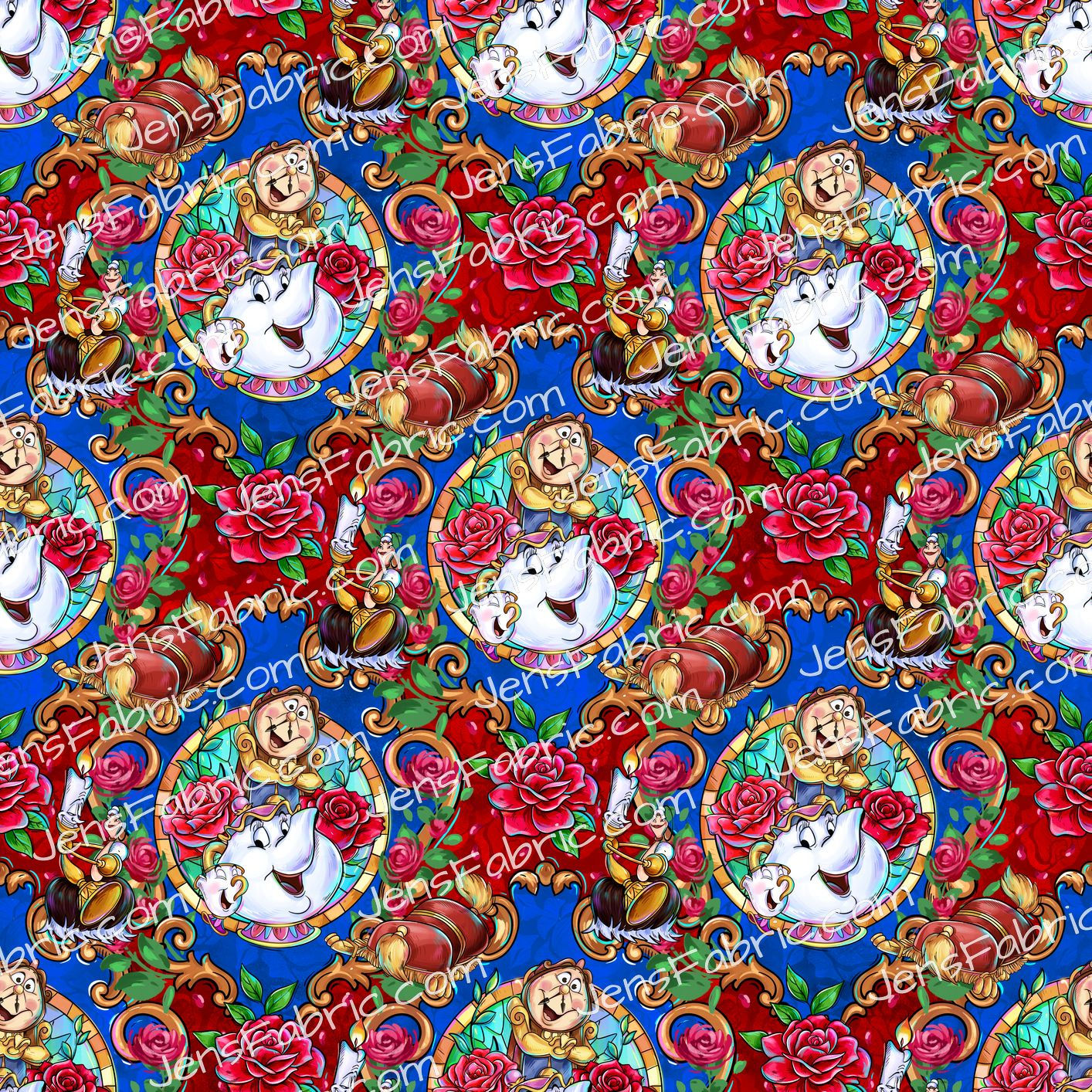 Magical Motif Beauty and the Beast: mrs pots on red