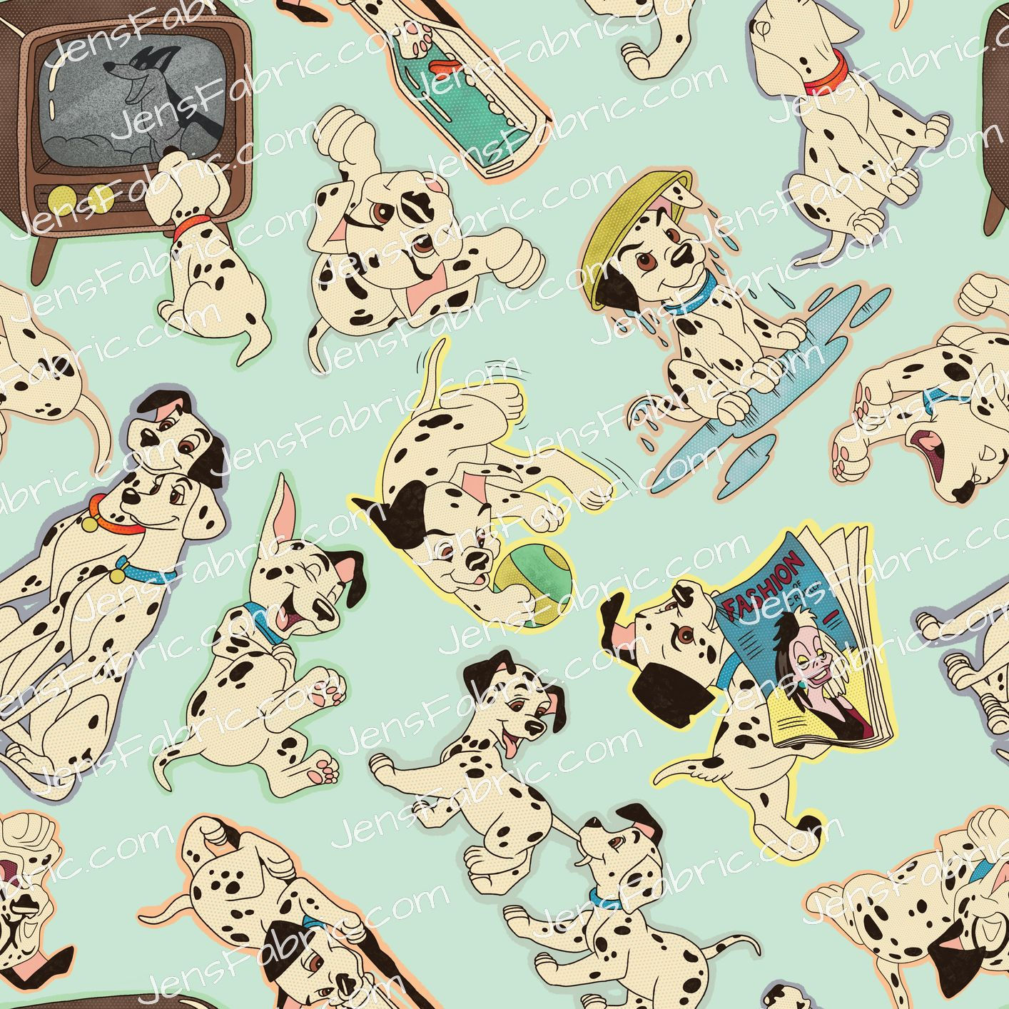 Cherry Fizz: 101 Dalmatians Toss on Light Blue