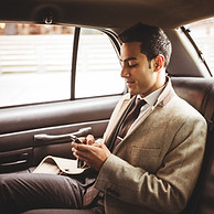 Businessman ride to airport