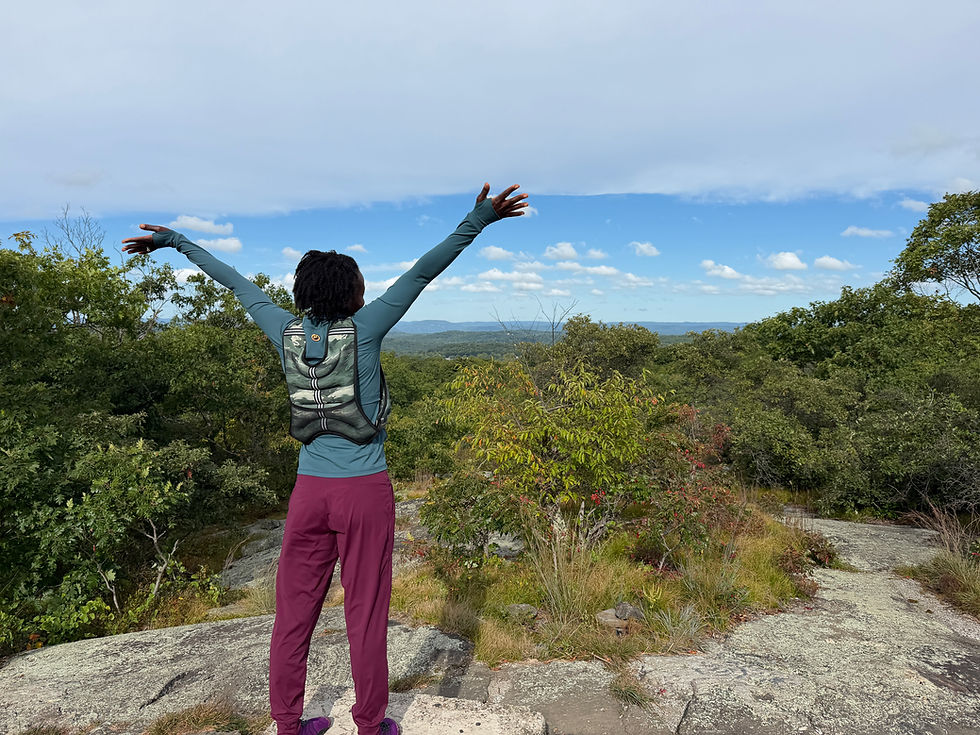 Reaching the summit of Turkey Mountain in Yorktown. E. FARRELL PHOTO