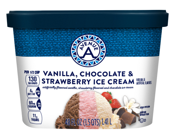 Vanilla, Chocolate & Strawberry Ice Cream