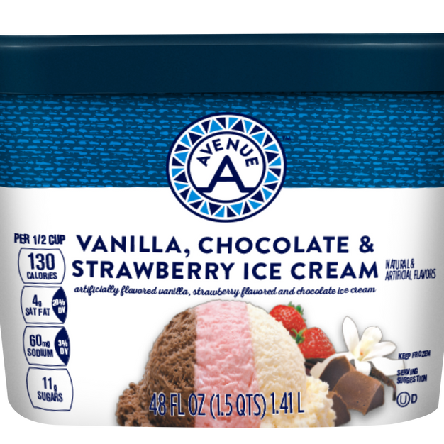 Vanilla, Chocolate & Strawberry Ice Cream