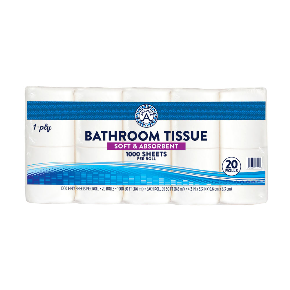 BATHROOM TISSUE 20 ROLLS 20,000 CT