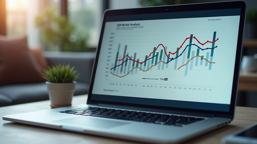 Close-up view of a laptop screen showing B2B market analysis