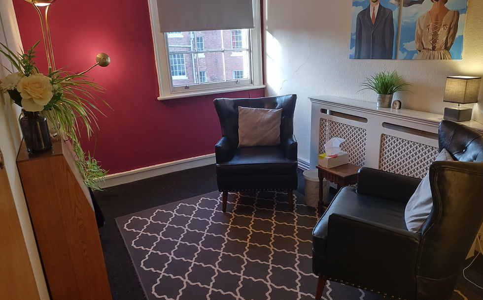 The Raspberry room at the Leicester Centre for Psychodynamic Counselling