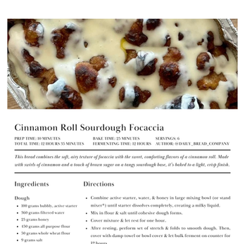 Cinnamon Roll Sourdough Focaccia Recipe by @Daily_Bread_Co