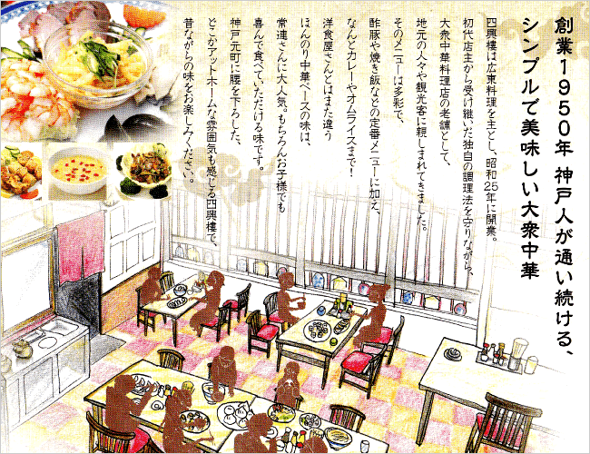 四興樓の店内イラスト