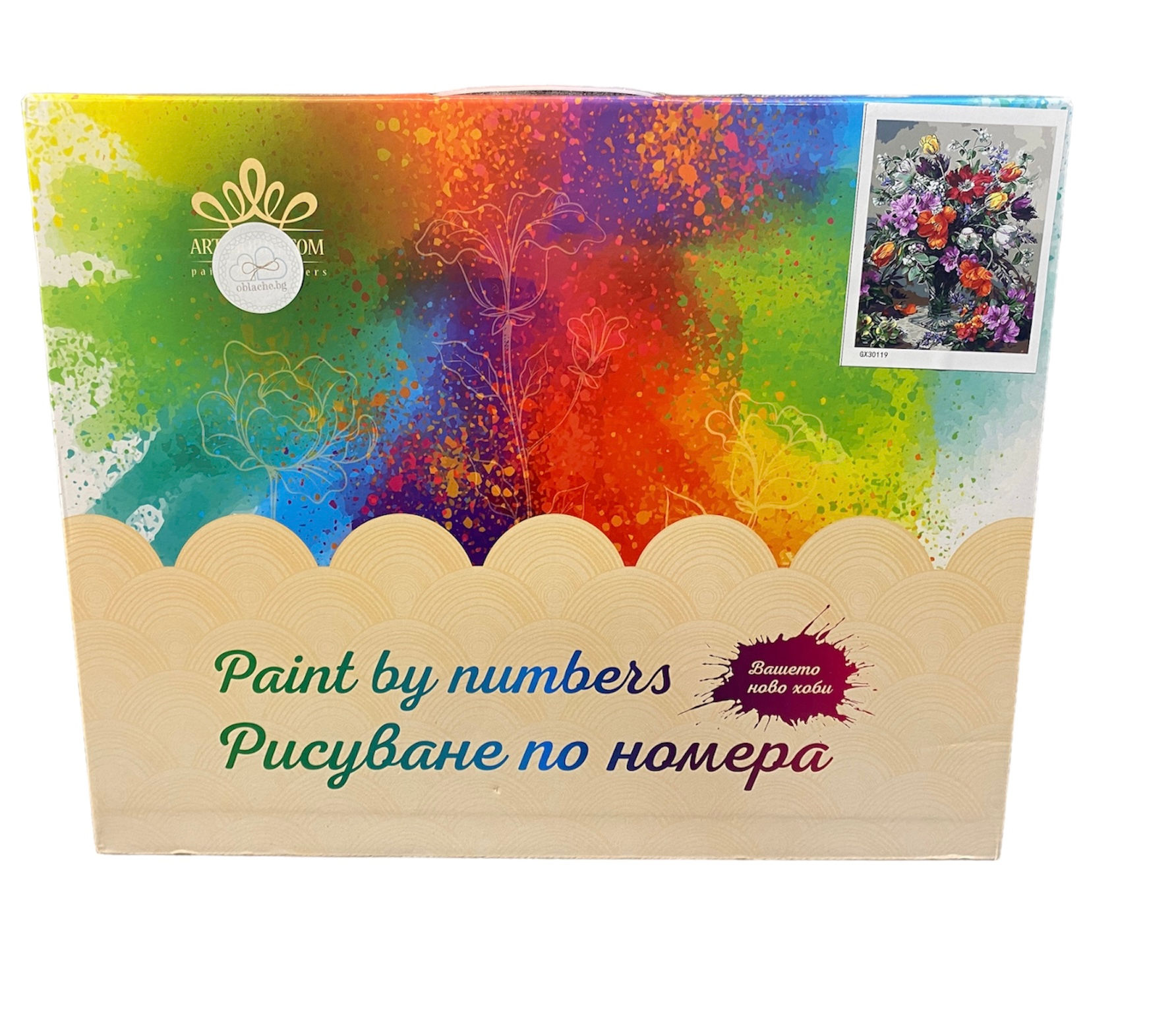 Картина за рисуване по номера с четки и бои