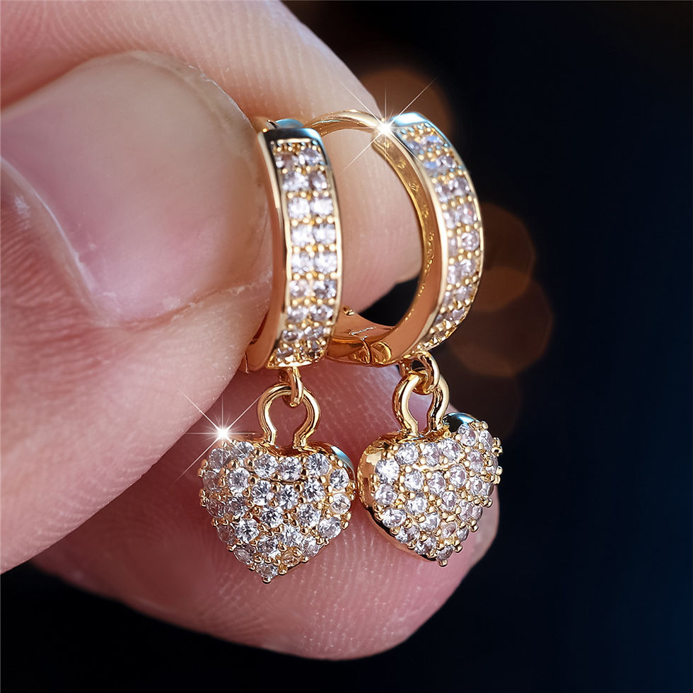 Thumbnail: Love Heart Zircon Hoop Earrings
