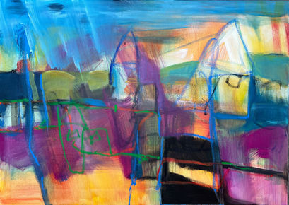 Just before the rain-Urbas-Plenk. Abstract emotional and modern acrylic painting: Just before the rain by Sabine Urbas-Plenk