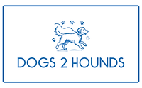 Logo for Dogs 2 hounds with a running dog with a lead.