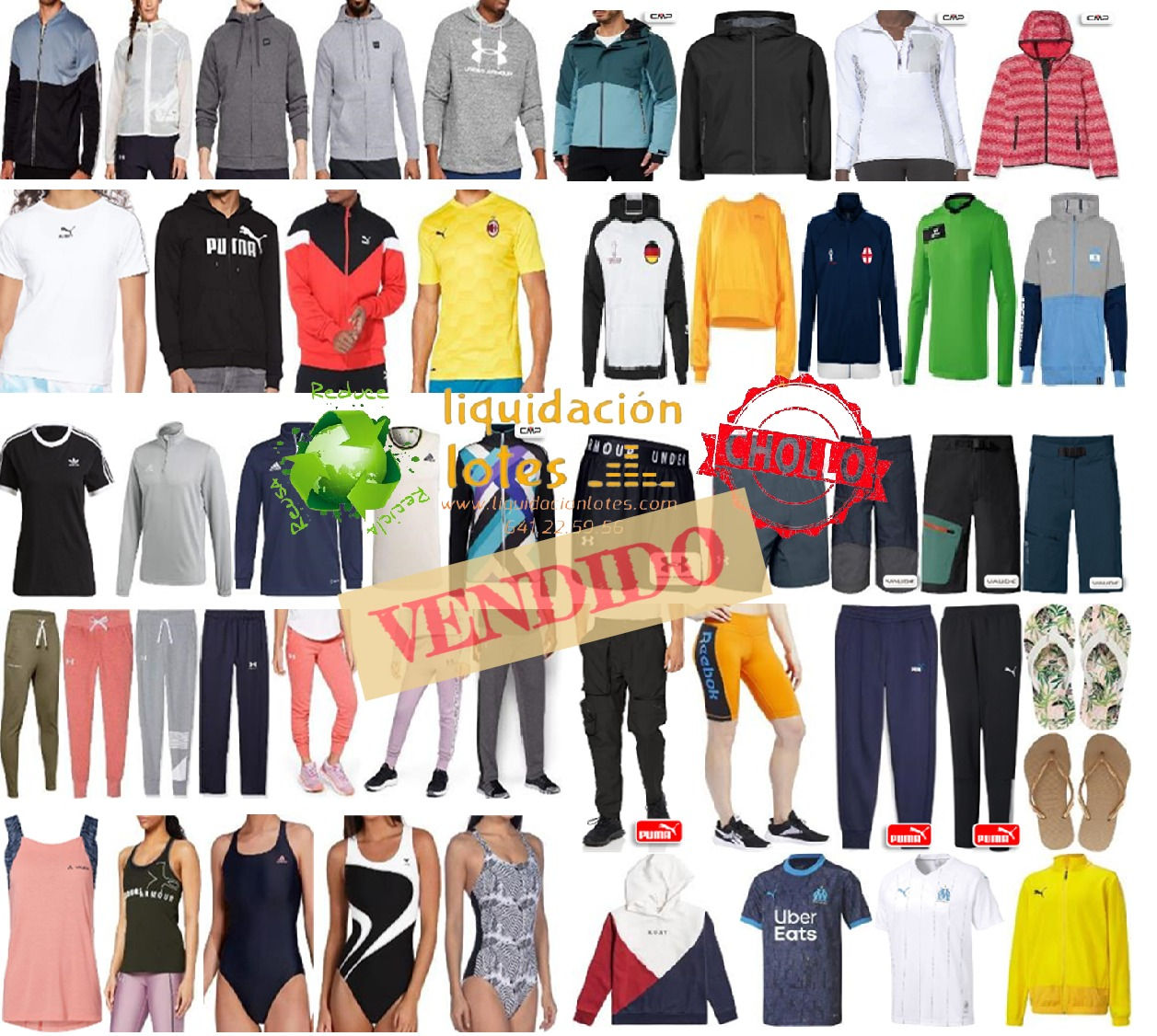 Lote con 1705 piezas de Ropa Sportwear NUEVA