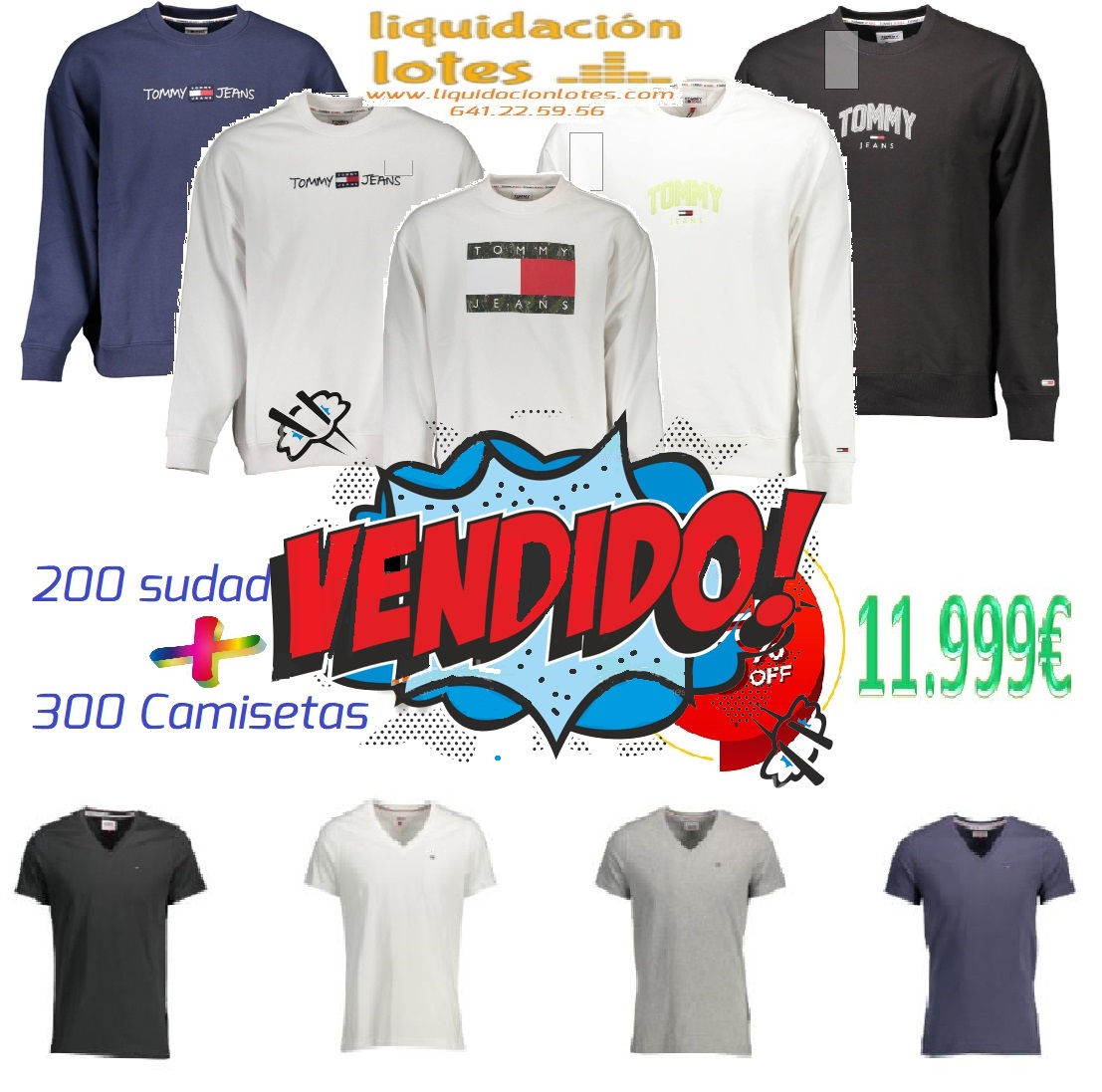 Camisetas y SFudaderas Tommy Hilfiger con 75% DESCUENTO