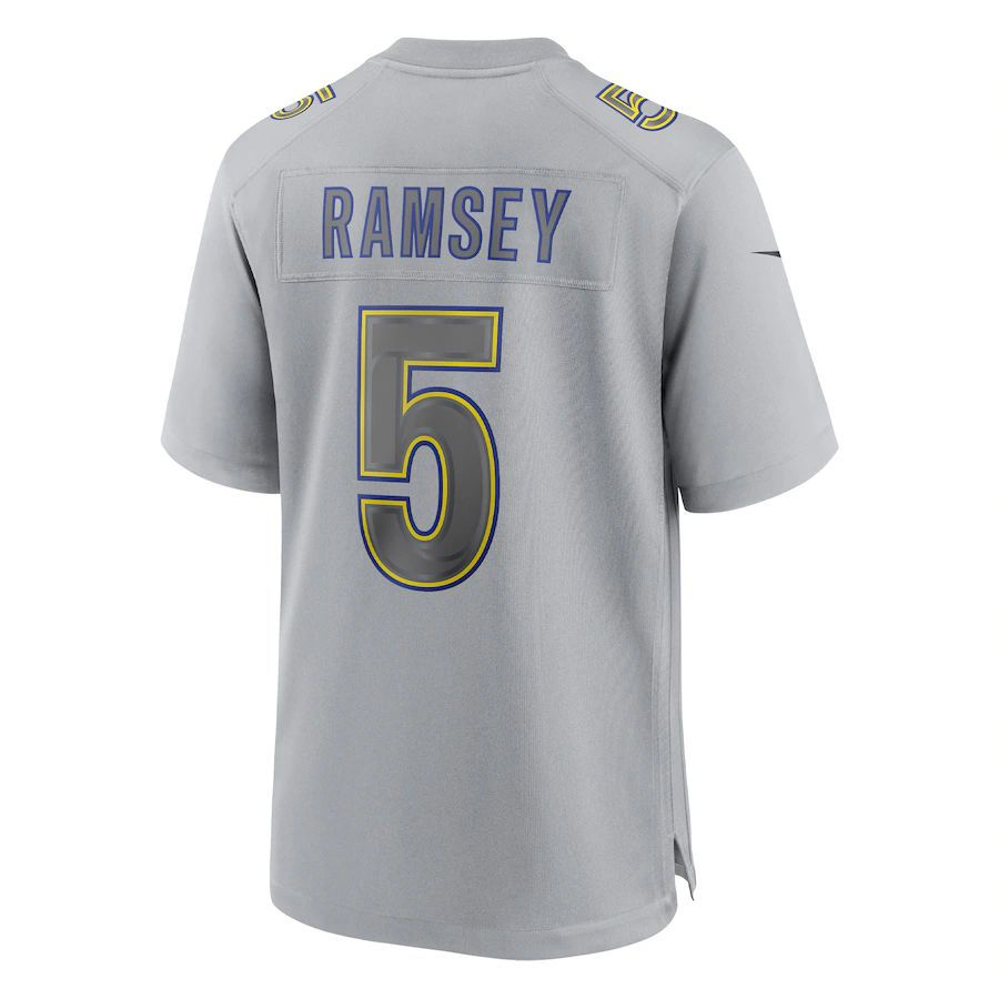 LA.Rams #5 Jalen Ramsey Gray Atmosphere Fashion Game Jersey Stitched American F