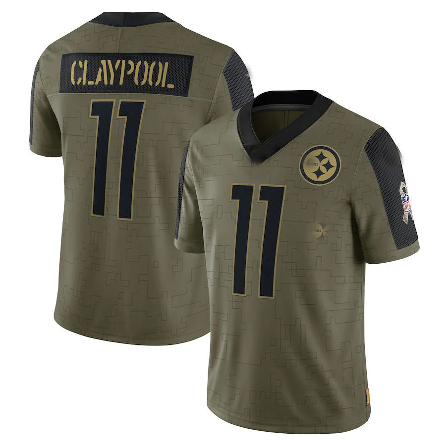 P.Steelers #11 Chase Claypool Olive 2021 Salute To Service Limited Player Jersey