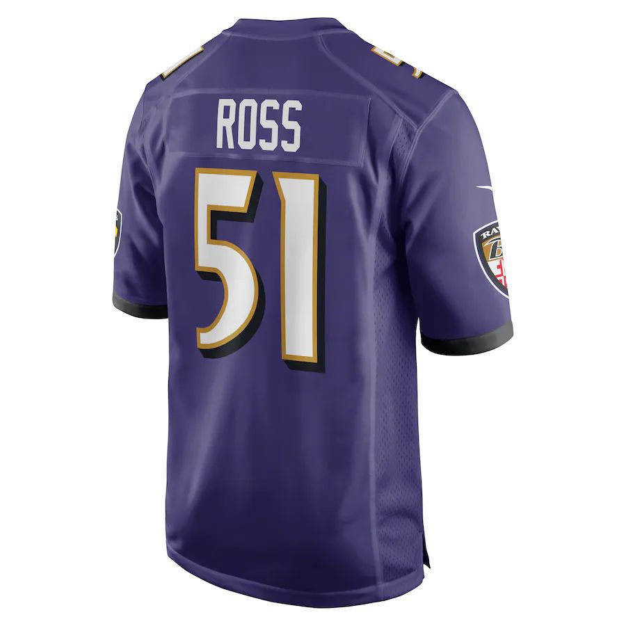 B.Ravens #51 Josh Ross Purple Game Player Jersey Stitched American Football Jers