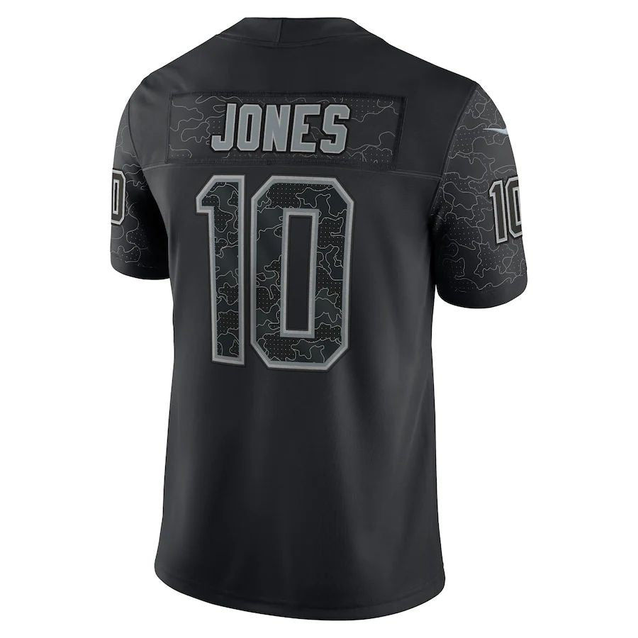 NE.Patriots #10 Mac Jones Black RFLCTV Limited Jersey Stitched American Football