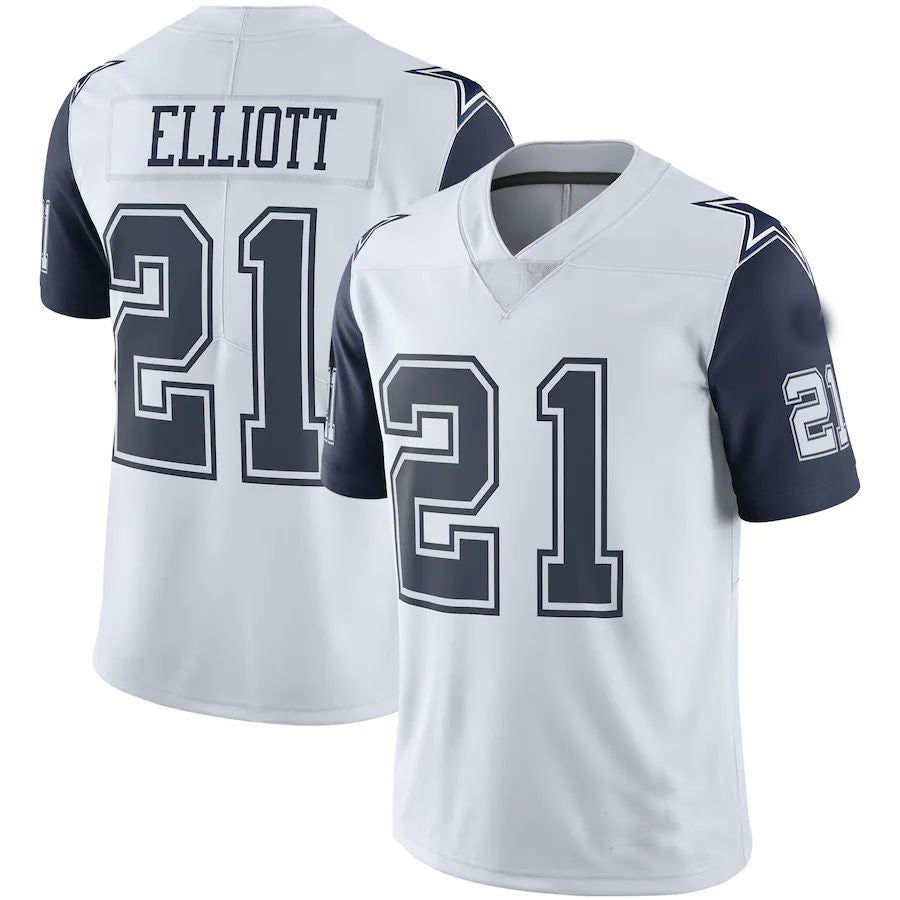 D.Cowboys #21 Ezekiel Elliott White Color Rush Vapor Limited Jersey Stitched Am