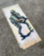 Acrylic painting of a soldier in camo carrying a gun