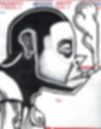 Self portrait of artist on 228 labels smoking a cigarette