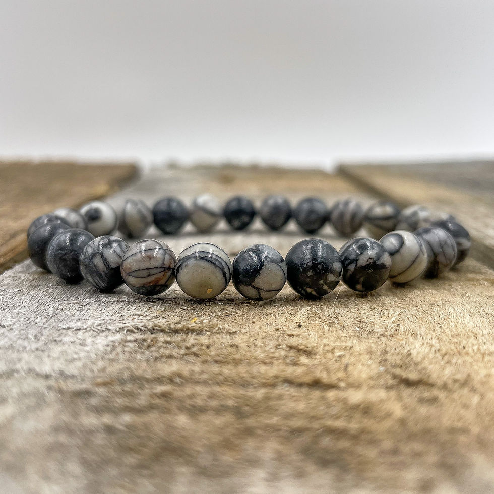 Thumbnail: Union - Black Silk Stone Gemstone Beaded Bracelet