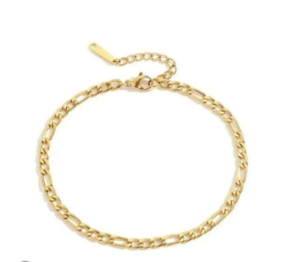 Figaro Bracelet 4mm 18k Gold PVD