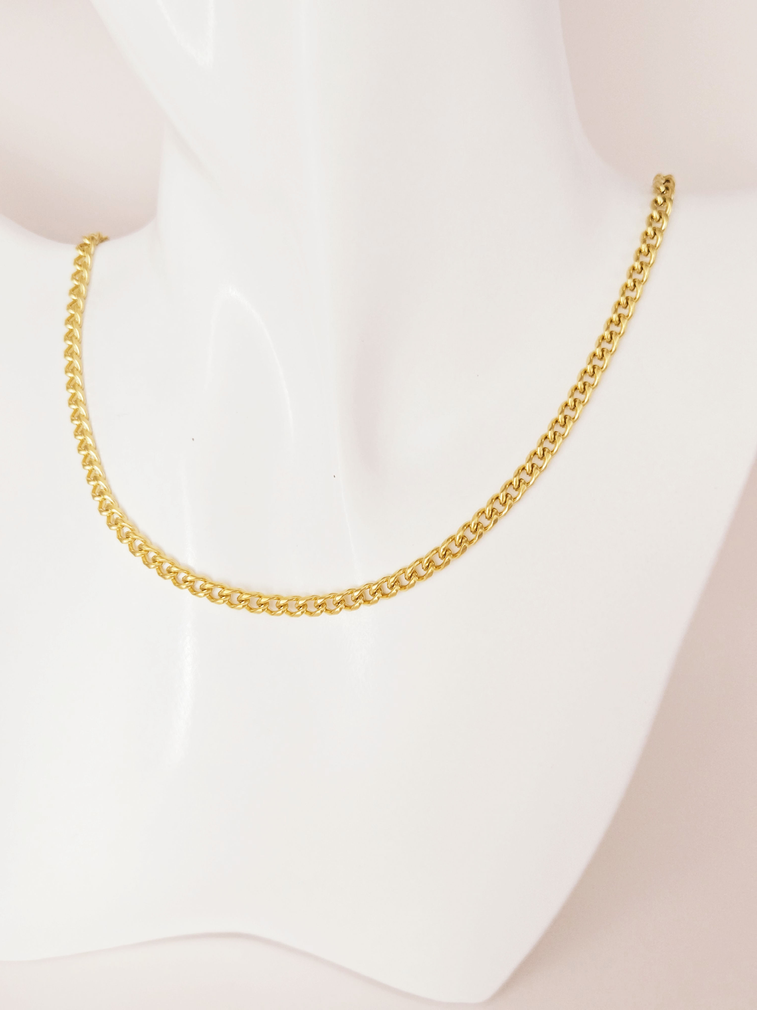 Curb Necklace 4mm 18k Gold PVD