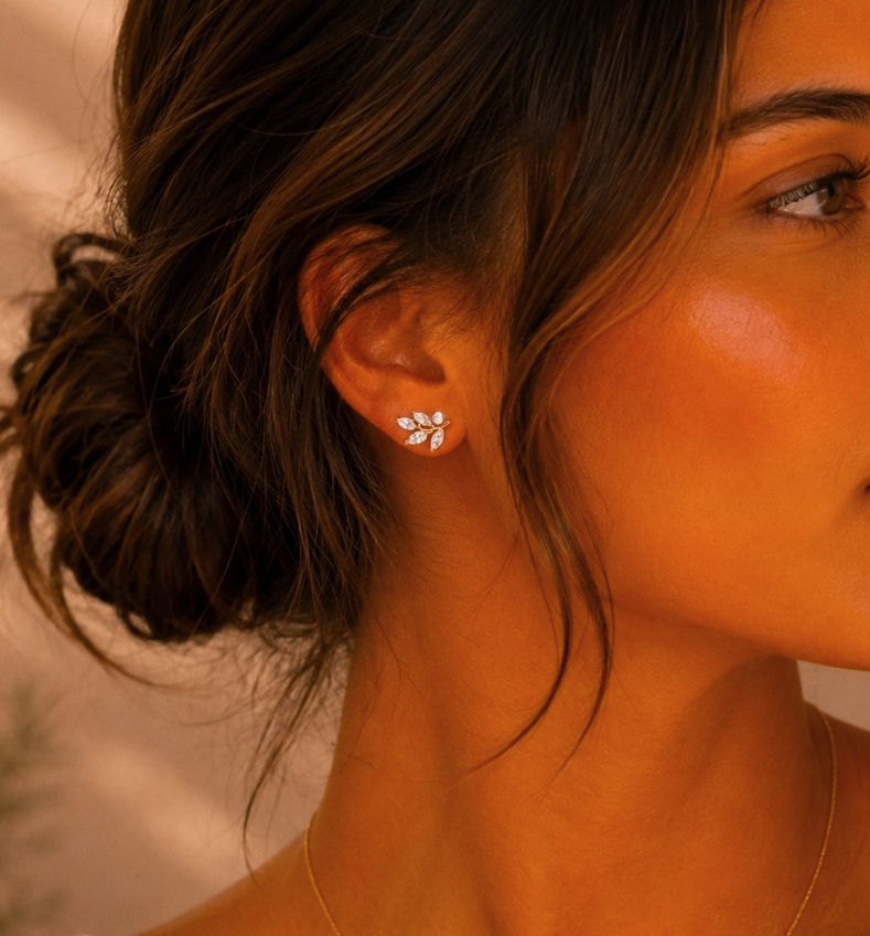 Zircon Leaf Studs
