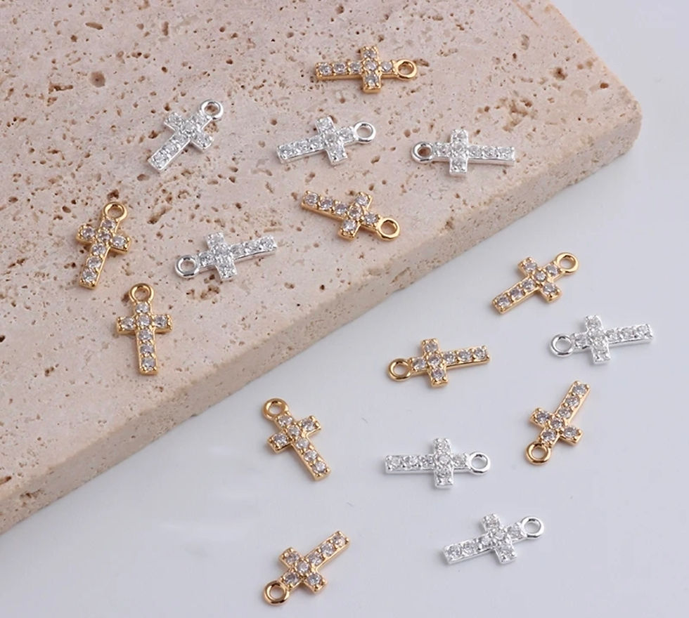 925 Sterling Silver CZ Cross Charm