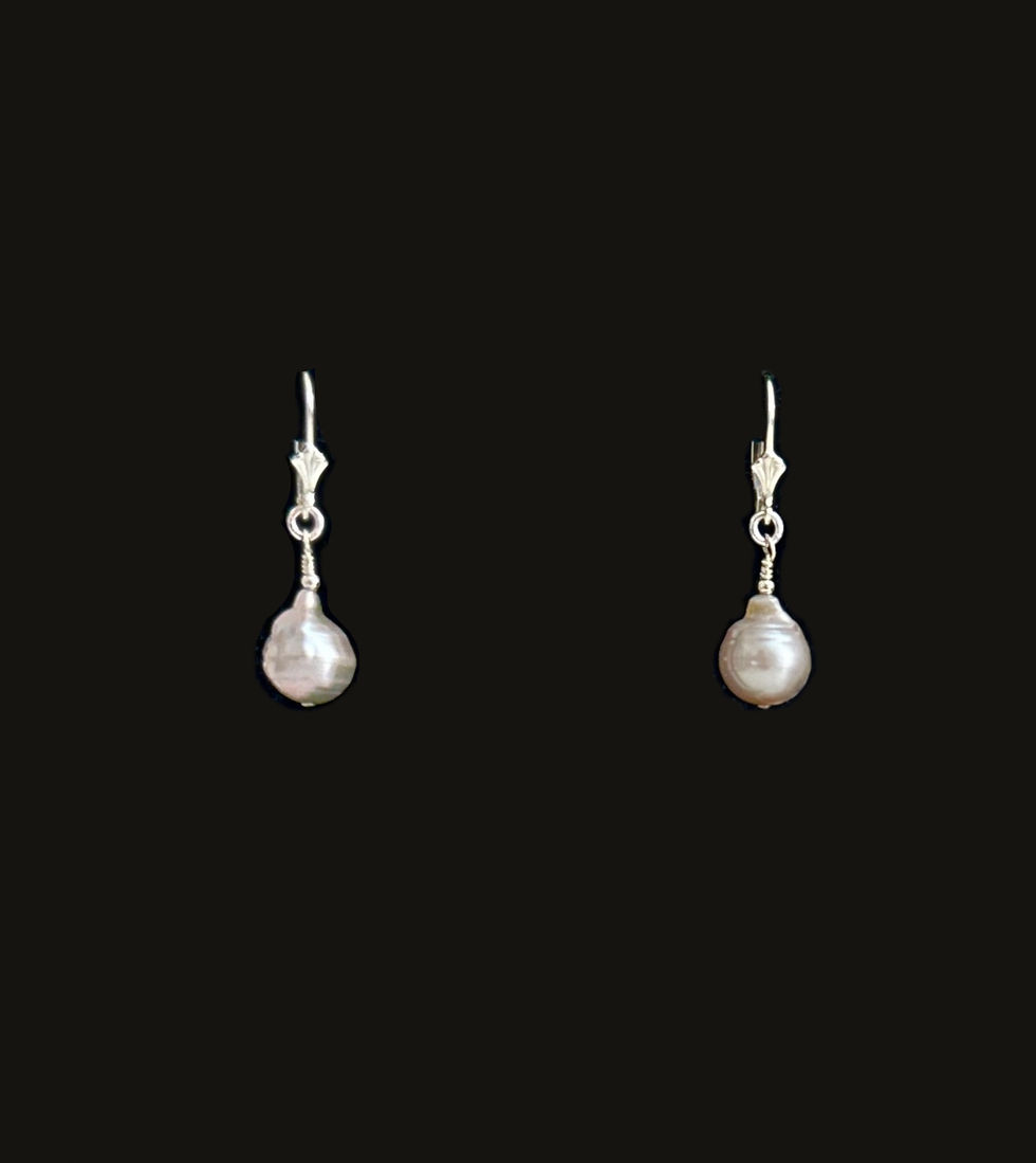 Thumbnail: Silver-Blue South Sea Pearl Sterling Silver Drop Earrings