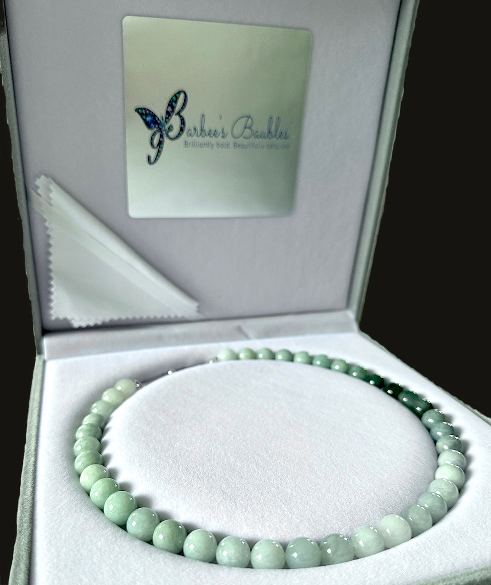 Thumbnail: Beautiful Translucent Burmese Jade and Sterling Silver Necklace