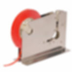 Red tape dispenser, stainless steel, acmeshippingsupplies