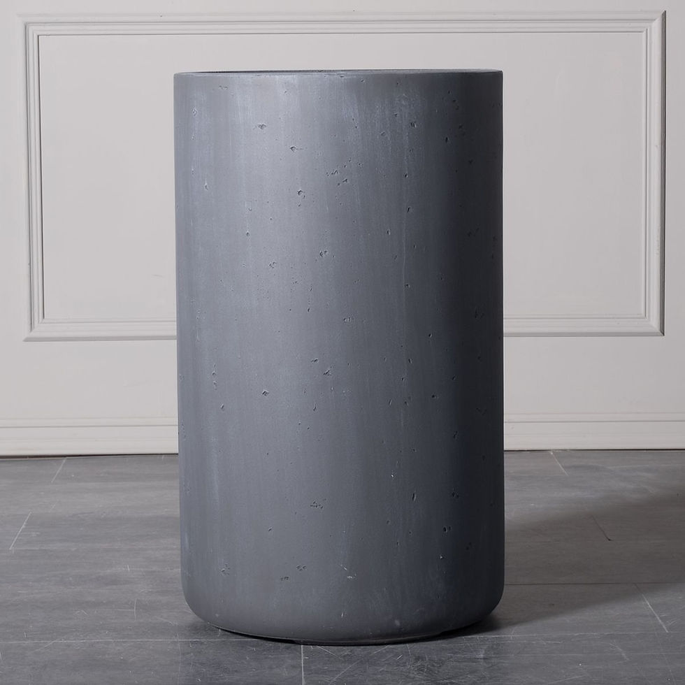 Thumbnail: FIBERCLAY PLANTER CYLINDER "ROCKY" GREY L 42X42X70 CM
